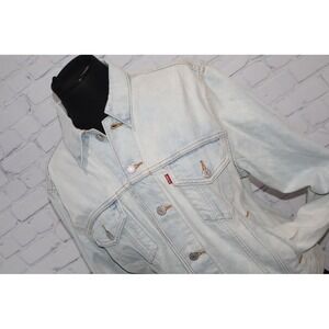 Levi's Ex-Boyfriend Trucker Jean Jacket Denim Womens Large Light Wash Floral NEW